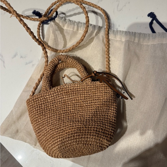 NWOT Raffia Summer Bag MiniPalm Leather Tag - Picture 8 of 9
